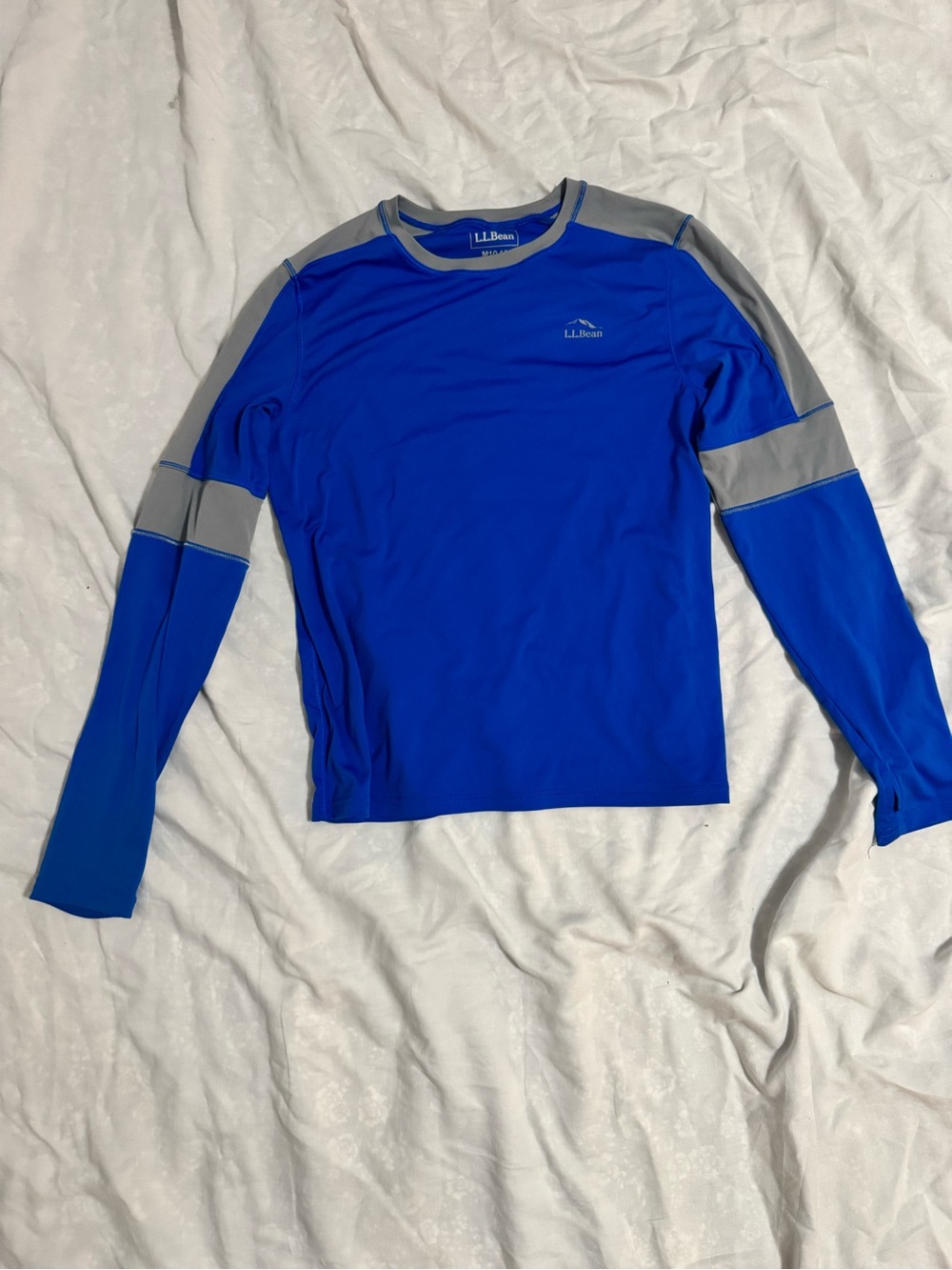 L.L. Bean Bright Blue Long-Sleeve Rash Guard with Gray Panels